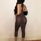 Wild Midnight Street Romper Women  Leopard Print Halter Backless Bandages Sleeveless Fashion Club Party Playsuits