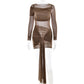 Women Fashion See Through Long Sleeve High Waist Club Party Dress Sexy Mesh Draped Ruched Mini Dress Female Elegant