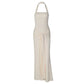 Tie Front Halter Neck Maxi Dress Elegant Wedding Guest Dresses 2026 Woman Clothing