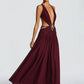 Hollow Out Deep V Neck Sexy Maxi Dress Women Gown Metal Buckle Sleeveless Backless Thigh High Split Club Party Dresses