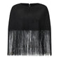 Women Fringe Cape Shawl Round Neck Short Poncho Tassel Hem Capelet Back Zipper Evening Party Cover Up Dressy Outerwear