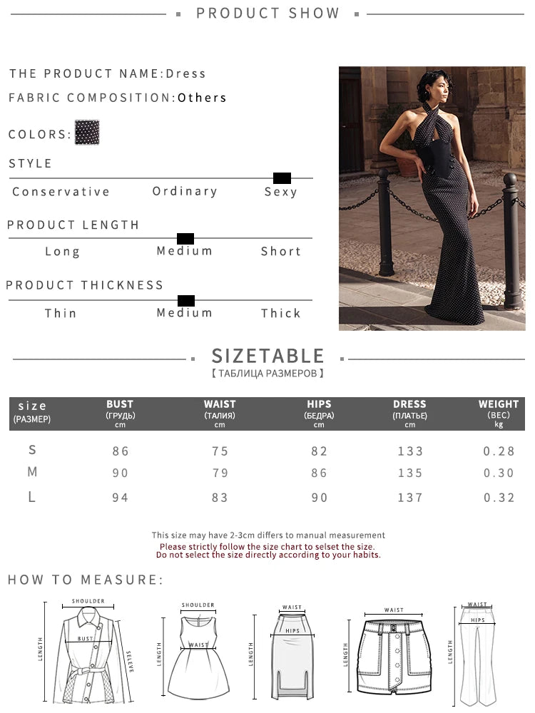 Sexy Backless Long Dress Woman Polka Dot Print Cross Bandage Halter Sleeveless Bow Decoration High Waist Elegant Vestidos