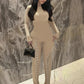 Sexy Fall Jumpsuits Women Diy Shirring o-Neck Full Sleeve Midnight Party Club Stretch Activity Fitness Slim Overalls