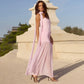 Transparent Mesh Patchwork Strapless Maxi Dress with Scarf Pink Black Elegant Party Dresses for Woman