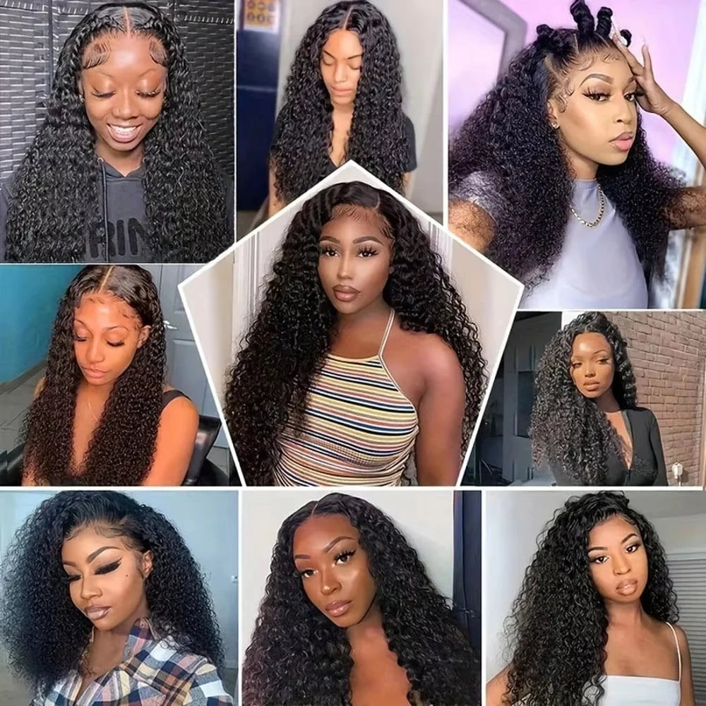 40-42Inch Deep Water Wave Jerry Curly 13x6 13x4 HD Transparent Lace Frontal Human Hair Wig