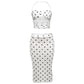 Polka Dot Print White Two Piece Set Woman Twisted Cutout Halter Top and Midi Skirt Elegant Sexy Summer Outfit