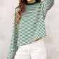 Round Neck Print Striped Pullover Women T-shirt Long Sleeve Casual Y2k T-shirt Femme Autumn Loose Elegant Streetwear
