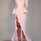 Flare Long Sleeve Ruffle Sexy Maxi Dress Women Autumn Pink V Neck Single-breasted High Waist Club Long Dresses Female