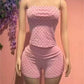Chic Polka Dot Print 2 Piece Set Women Fashion Halter Tank Top+Patchwork Bike Short Sexy Trend Party Club Streetwear