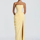 Chiffon Off-shoulder Strapless Sexy Maxi Dress Women Elegant Sleeveless Backless High Split Ruched Club Party Dress