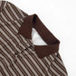 Casual Brown Striped Tops Short Sleeve V Neck T Shirt 2026 Summer Women Vintage Style Clothing
