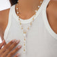 2025 Trendy Elegant Imitation Pearls Choker Necklaces Women Bohemia CCB Beaded Long Y-Shaped Pendant Necklace Jewelry