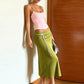 Color Blocking Elegant 2 Piece Set Woman Summer Trend Low-Neck Backless Camisoles+Ribbon Decoration Long Skirts Suits
