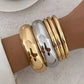 5Pcs/Set Women's Vintage Punk Smooth round Geometric Bangle Stackable Chunky Bracelet Charm Jewelry Gift Set 2025 Fashion Trend