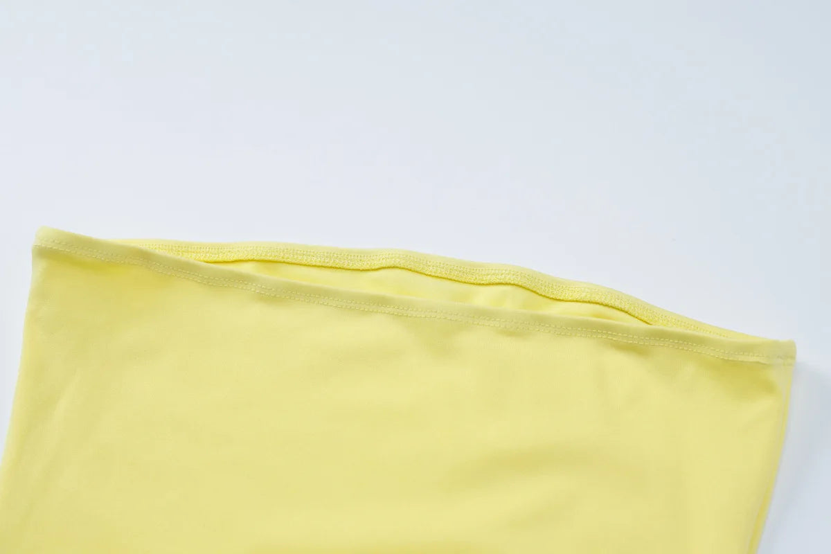 Ruffle Hem Strapless Backless Long Dresses Fashion Elegant Yellow White Black Dress Party Outfit Woman