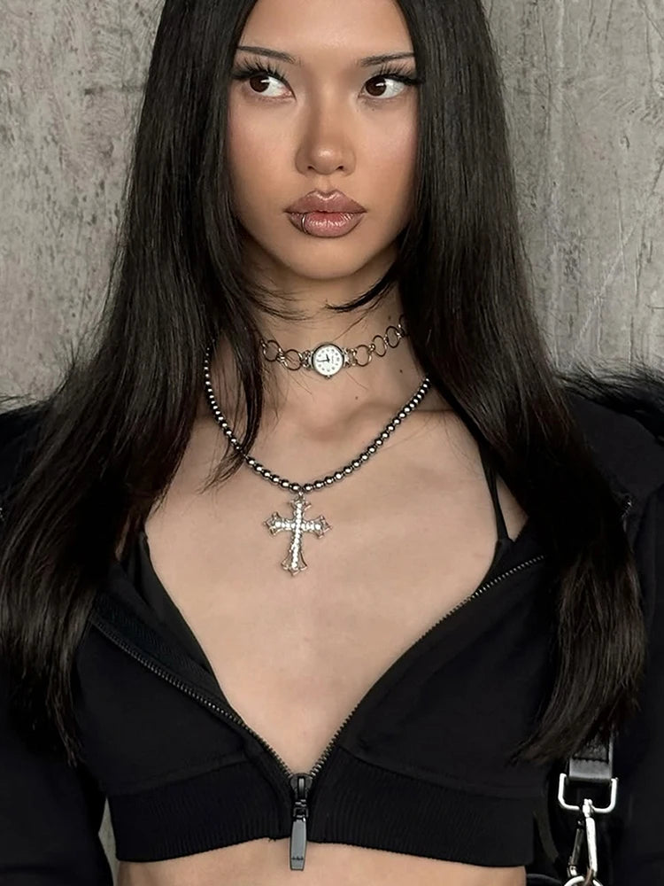 Patchwork Plush Hooded Crop Coats Women Zipper Full Sleeve High Street Sexy Hottie Autumn Trend Hip-Hop Style Sexy Jacket