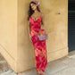 Floral Print Deep V Neck Sleeveless Maxi Dress Summer 2026 Elegant Evening Dresses Wedding Guest