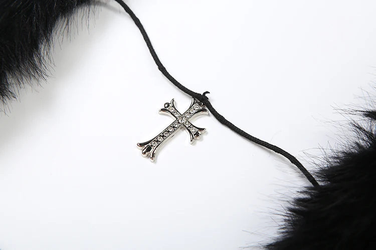 Sexy Halter Furry Tank Tops Women Backless Lace-Up Solid Hottie Wild Simple Street Midnight Clubwear Midnight Vest