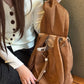 Y2K Preppy Solid Bunny Ear Hat Belt Buckle Backpack For Women