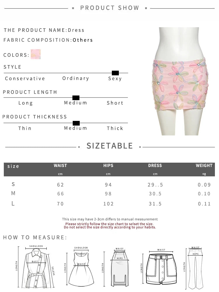 Colorful Flowers Skirts Women Sequins Patchwork Mesh Summer Trend Sweet Street Party Casual Holiday Chic Mini Bottoms