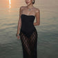 Strapless Bodysuit Detail Maxi Dress in Sheer Lace Black Elegant Dresses for Woman Summer Vacation Outfits