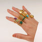 New Design Natural Stone Stainless Steel Ring Women Waterproof Stylish Golden Jewelry 2022 NEW Set