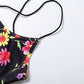 Colorful Floral Print Dress Women Low-Neck Cross Backless Sleeveless Skinny Sexy Fashion Beach Party Summer Mini Bodycon