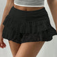 Cute Ruffle Bloomer Skirts Women's Summer Lace Floral Skirt High Rise Tiered Ruffled Flowy Short Mini A Line Skirt
