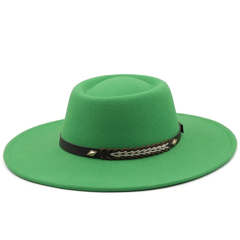 British Style Felt Fedoras Hats for Women9.5CM Wide Brim Men Formal Luxury Jazz Caps Bowler Wedding Dress Hat Chapeau Femme