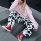 Harajuku Women Cow Print Zebra Print Baggy Wide Leg Pants Elastic High Waist Pleated Oversized Casual Long Trousers