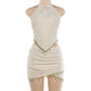 2 Piece Set Sequins Halter Top and Mini Skirt Matching Sets Sexy Womens Beach Vacation Outfit Summer 2026