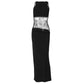 Sexy Summer Hollow Backless Sleeveless Maxi Dress Lace Mesh Splicing Black Party Evening Dresses Woman Elegant
