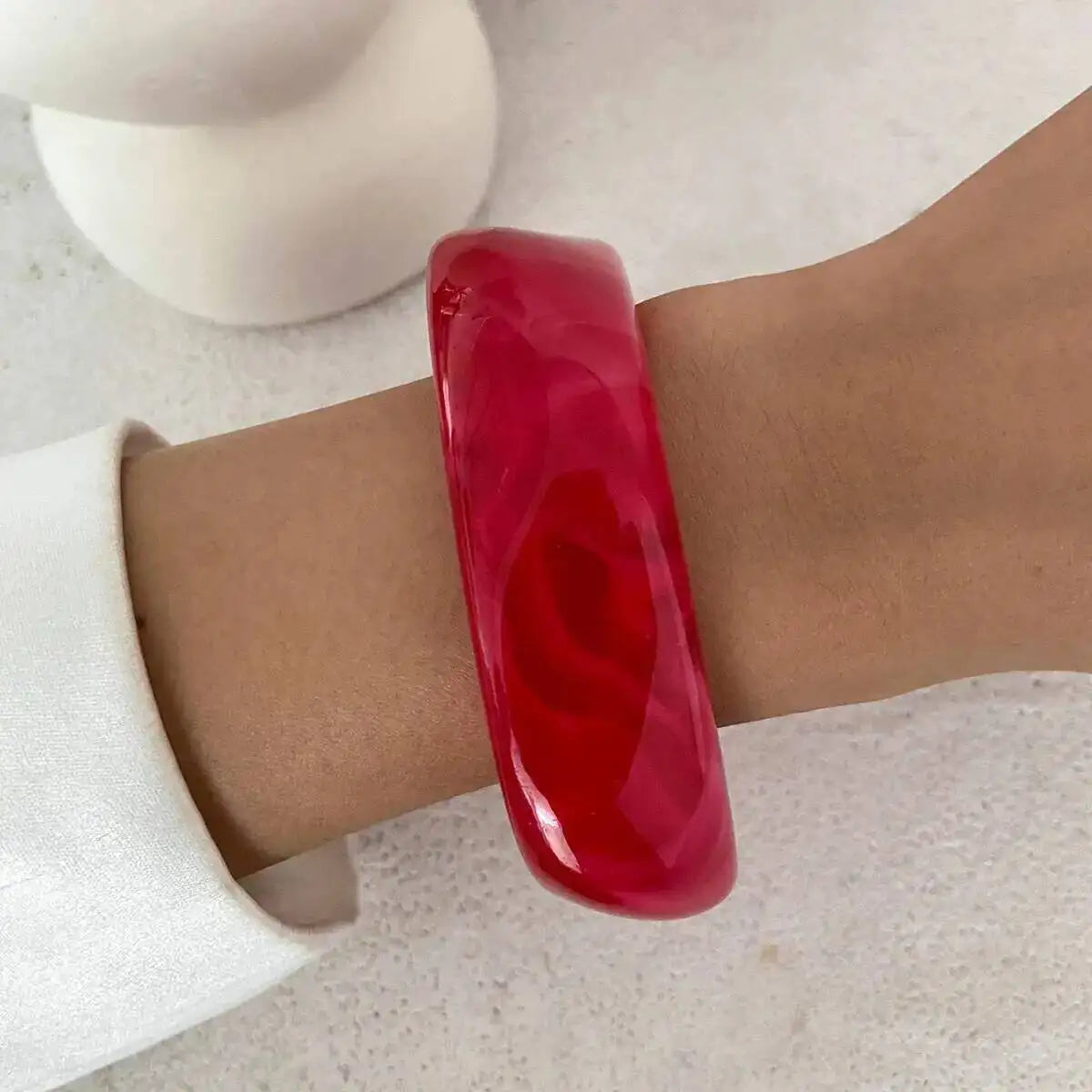 Women's Y2K Boho Irregular Geometric Resin Acrylic Bracelets Retro Stackable Wide Bangles Party Jewelry Gift