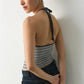 Halter Neck Tank Tops for Women Y2K Striped Scoop Neck Slim Fit Sleeveless Cami Tops Trendy Summer Casual Going Out Vest