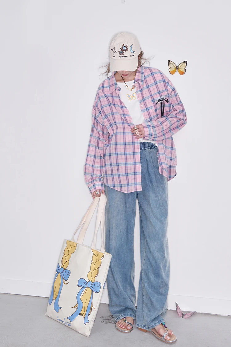 High Waist Wide Leg Jeans for Women, Casual Loose Fit Denim Pants with Elastic Waist, Lightweight Washed Trousers