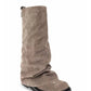 Women's New Autumn and Winter Calf Boots with Pleated Thick High Heels and Fashionable Oversized Street Leather Mid Leg Boots
