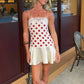 Red Polka Dot Sexy Mini Dress Women Summer Lace Satin Spaghetti Strap Sleeveless Backless Slim Fit Beach Club Dress