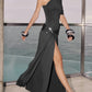 One Shoulder Pleated Maxi Dress with High Side Slit Sexy Elegant Woman for Party Evening White Dresses
