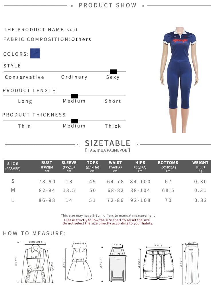 Casuals 2 Piece Set Women Trend Letter Print Color Blocking Short Sleeve T-Shirt+Capri Pants Simple Sporty Streetwear