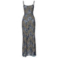 Floral Lace Maxi Dress Summer Clothes Women Elegant Sexy Lace Up Backless Long Dresses Vacation Outfits
