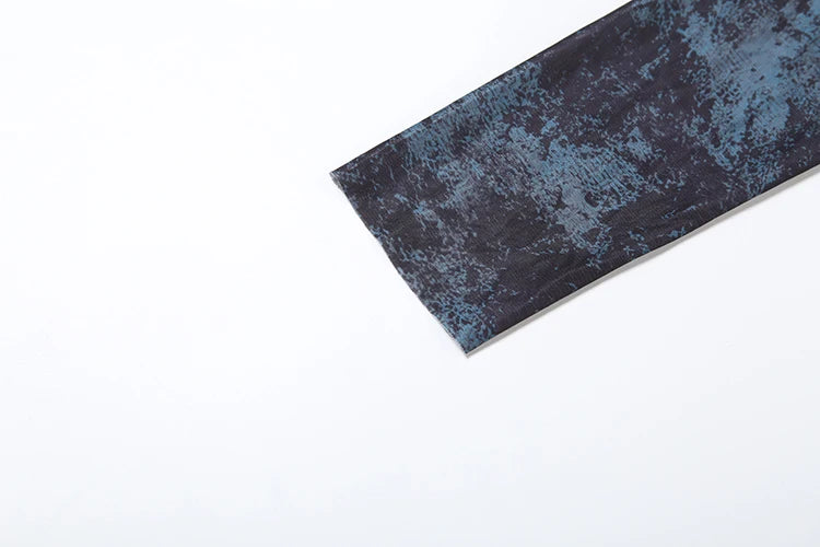 Peach Hip Sexy See Through Mini Dress Woman Colorful Print o-Neck Full Sleeve Skinny Midnight Fashion Club Party Bodycon