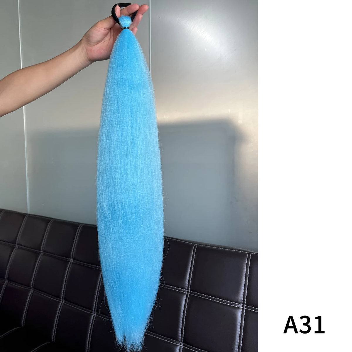 Synthetic Long Straight Ponytail Extensions With Rubber Band DIY Braided Ponytail Purple Hair Accessories for Halloween