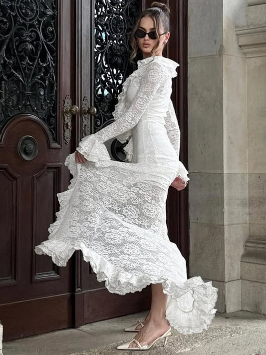 Jacquard Sexy Dress Women Autumn Trend Ruched Tierred V-Neck Split Wedding Dinner Elegant Party Skinny Maxi Bodycon