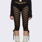 Lace Capri Leggings for Women Y2k Mesh See Through Pants Fairycore Floral Lace Tights Pants for Daily Streetwear