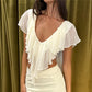 French Coquette Ruffle Blouse V Neck Open Back Flowy Short Sleeve Top with Tiered Layers Date Night Party Summer Outfits
