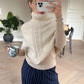 Women High Turtleneck Knitted Poncho Hollow Out Lace Tassel Fringe Cape Vintage Loose Knit Shawl Fall Winter Cover Up