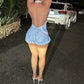 Blue Print Deep V Backless Playsuit Romper Sexy Beach Vacation Outfits Trendy Clothes Woman 2026