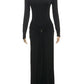 Elegant Long Sleeve Ruched Sexy Maxi Dress Women Gown Autumn Fashion Draped Bodycon Long Dresses Female Clothing