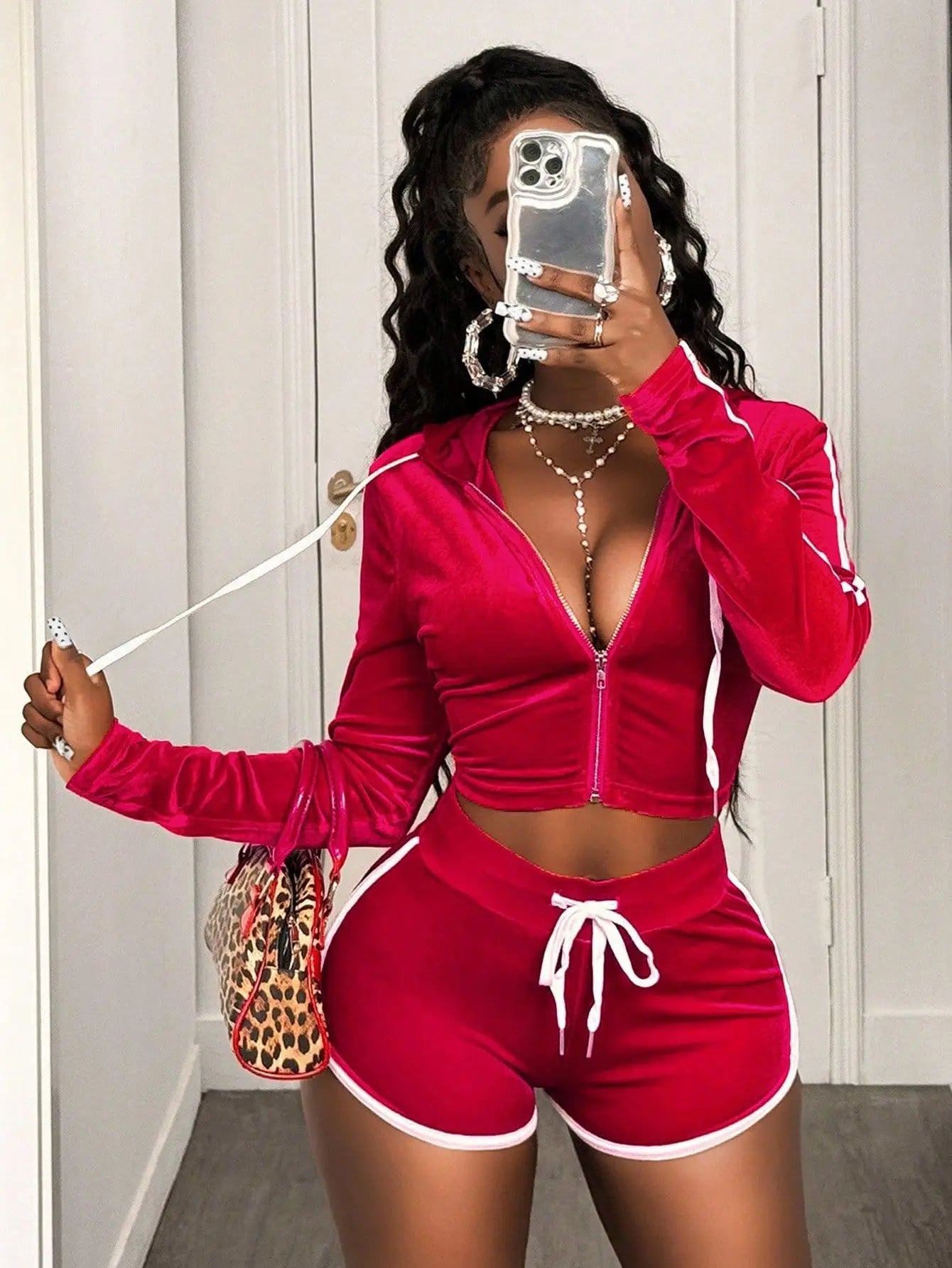 Sporty 2 Piece Set Women Tracksuit Zip Embroidery Letter Hooded Jacket+Shorts Casual Street Matching Basis Velvet Outfits
