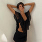 Sexy Two Piece Set Woman Summer Outfits 2026 V Neck Backless Ruffled Mesh Crop Top and Mini Skirt Sets